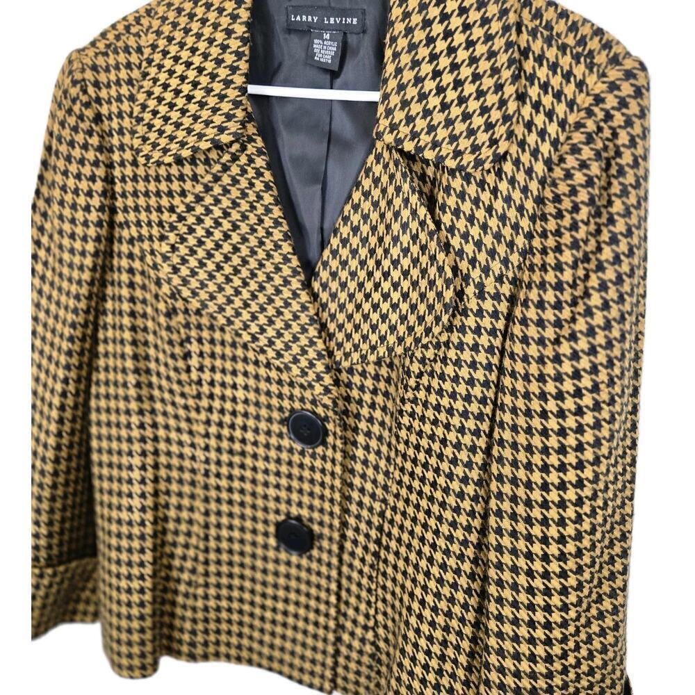Larry Levine Black Gold Jacket Size 14 Preppy Professor Acadmic Schoolgirl Cuffs